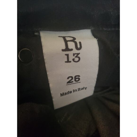 R13 Jenny Midrise Jeans Double Shredded Hem In Orion Black Sz 26 R13W0108-127 (B - Picture 6 of 9